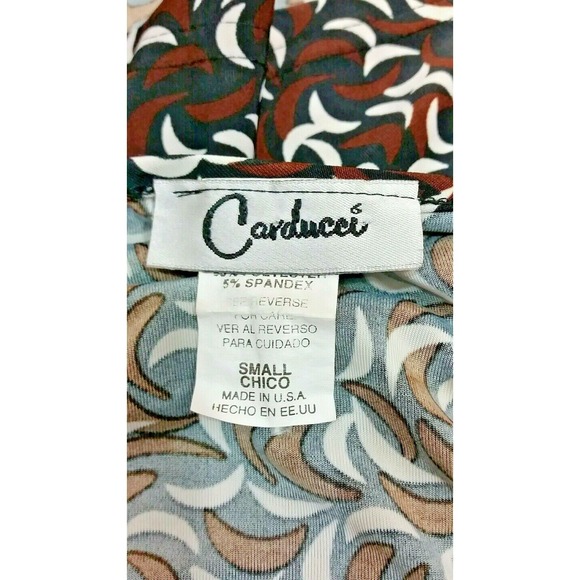 Carducci Brown Black White Geometric Print Blouse Size S Small 3/4 Sleeve - Picture 6 of 6